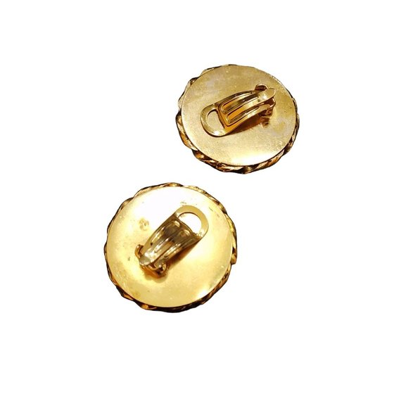 Vintage Lacquered Acrylic Decorative 80s Clip Earring (A2814) - Picture 3 of 4